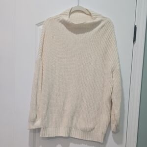 American Eagle Outfitters Cream Cowl Neck Sweater, Long Oversized Fit